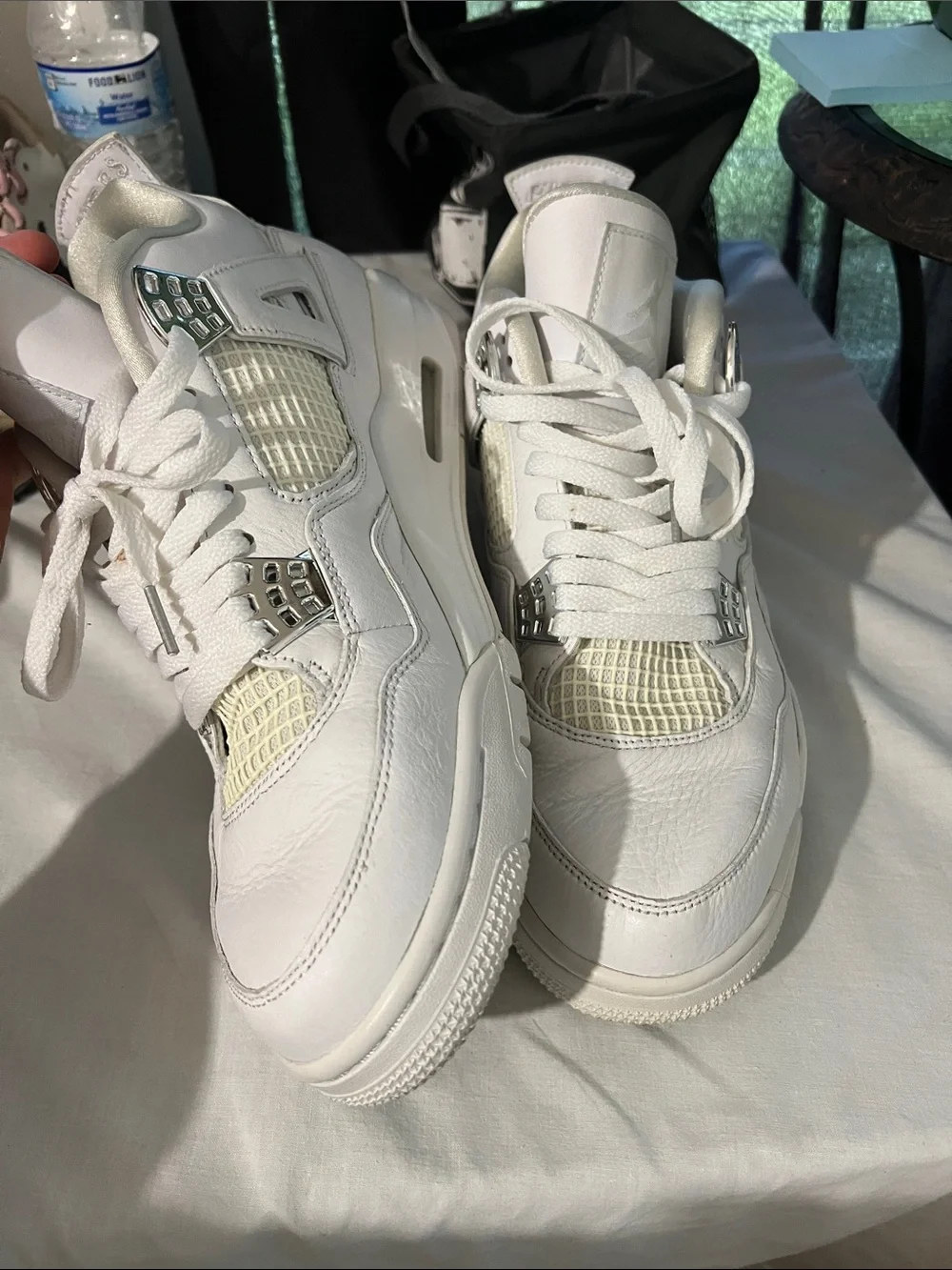 Air Jordan 4 Retro White Leather Sneakers